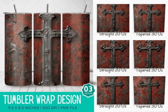 3D Christian Cross Tumbler Wraps