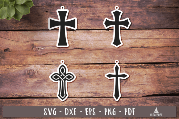 Christian Cross Earrings Keychain SVG