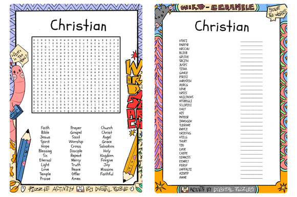 Christian Word Search Scramble Puzzles for 4th Grade