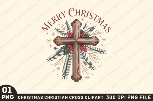 Christmas Christian Cross PNG Clipart