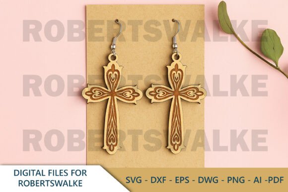 Cross Heart Earrings SVG for Handmade Creators