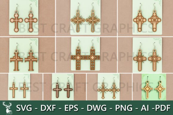 Esus Cross Earrings Laser Cut Bundle SVG