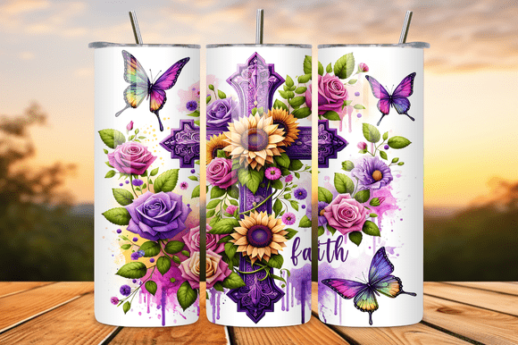 Faith Cross Christian Tumbler Wrap PNG