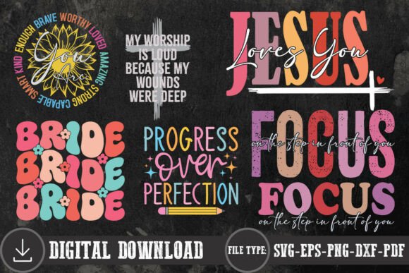 Jesus Christian Quotes Retro SVG Bundle