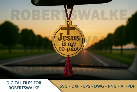 Jesus Co-Pilot Laser Cut Car Charm & Laser Engraving