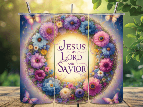 Jesus Is My Lord Savior Floral Tumbler Wraps