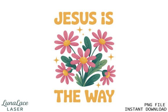 Jesus is the Way Floral Design PNG for Crafts