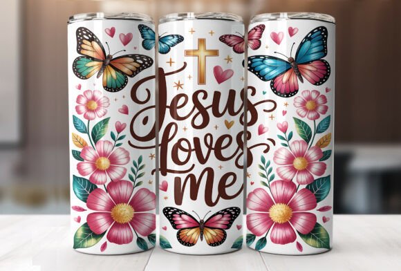 Jesus Loves Me 20oz Tumbler Wrap PNG for Tumbler Wraps