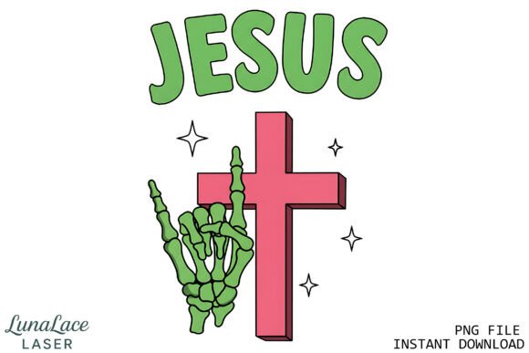 Jesus Skeleton Hand Cross PNG