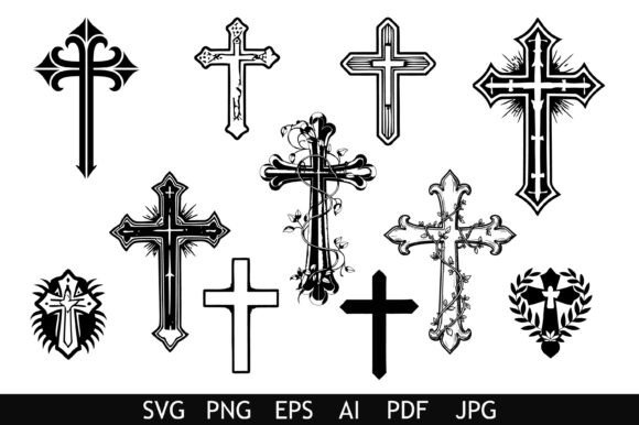 Ornate Christian Cross Design Collection for Crafts