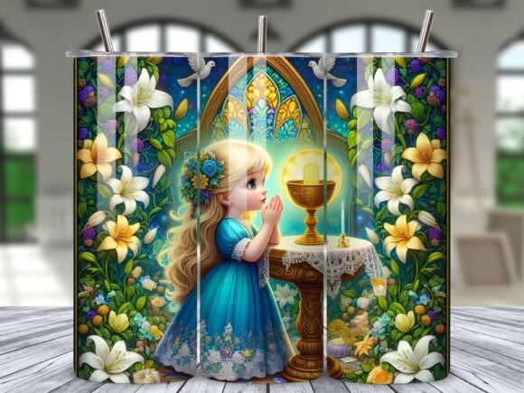 Prayerful Jesus Child Flower Tumbler PNG