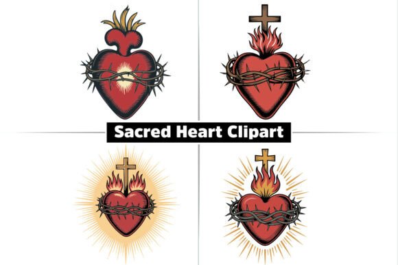 Sacred Heart Cristian Clipart PNG Design